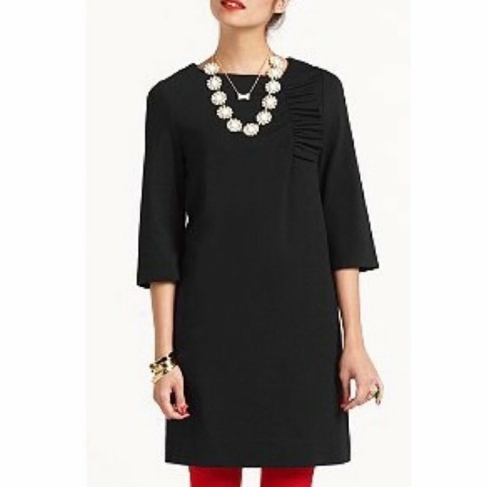 Kate Spade Livia Ponte Size 2 Black Long Sleeve Dress with Ruffle and Pockets